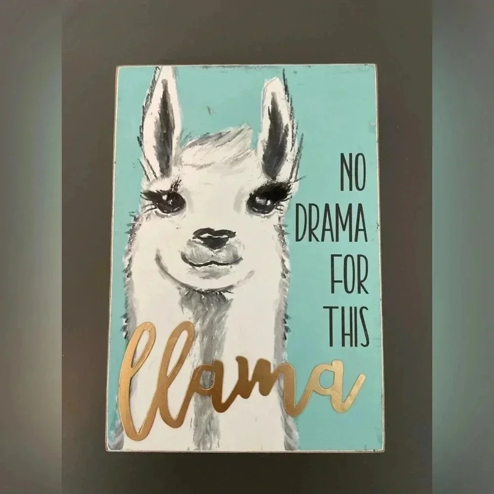 No Drama For This Llama Art Decor Art Box 5X7